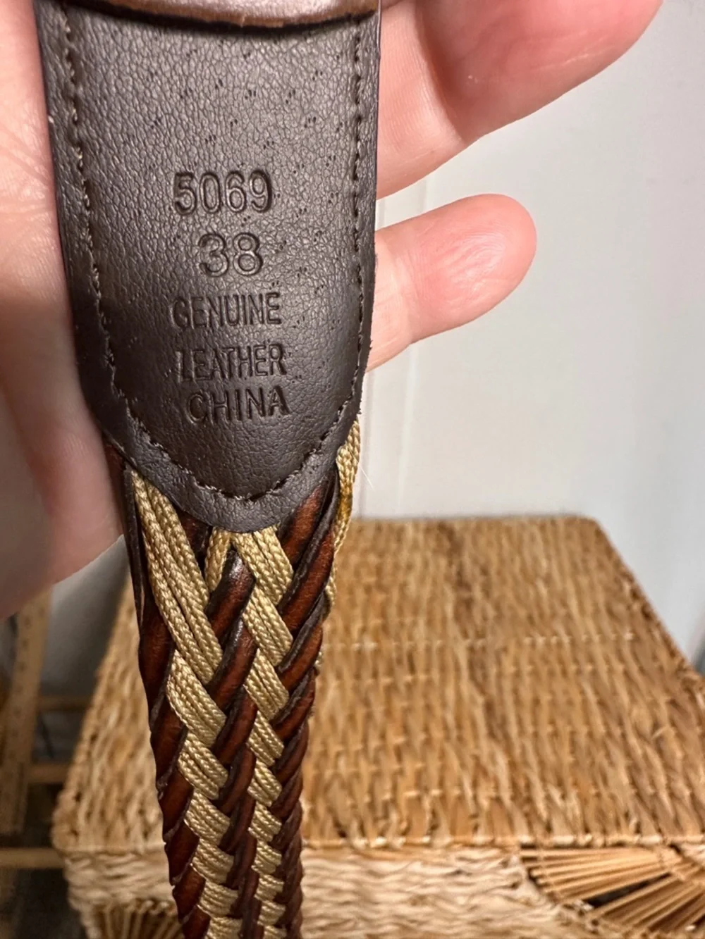 Men's Brown Braided Leather Belt -‎ Classic Casual Style